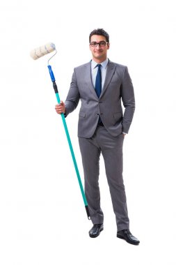 Beyaz arka planda izole edilmiş iş adamı ressam