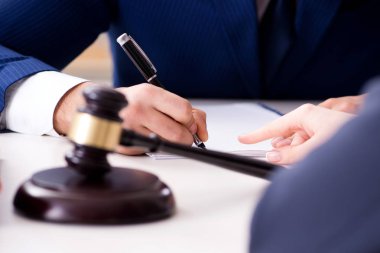 Avukat, ofisteki müvekkili ile konuşuyor.