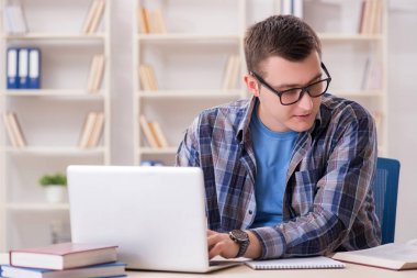 Telelearning konseptinde internet üzerinden okuyan genç bir öğrenci