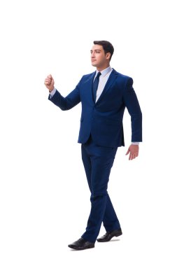 Beyaz zemin üzerinde izole iş adamı