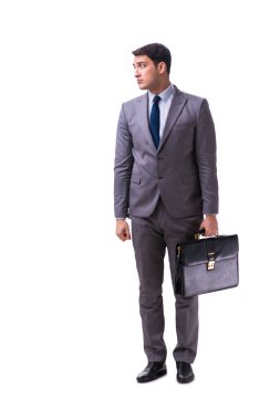 Beyaz zemin üzerinde izole iş adamı