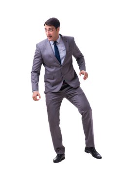 Beyaz zemin üzerinde izole iş adamı