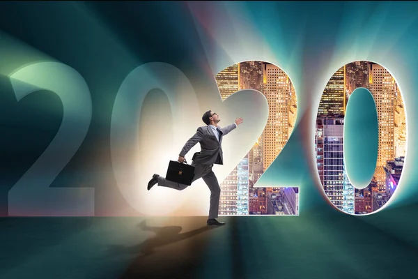 Empresário e conceito de ano novo 2020 — Fotografia de Stock