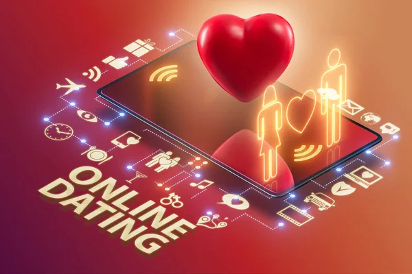 Concept van online dating en matching - 3d rendering — Stockfoto