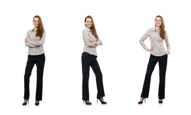 Güzel ofis yöneticisi beyazda izole edilmiş