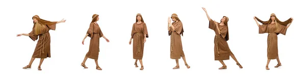 Mujer vestida con ropa árabe medieval en blanco —  Fotos de Stock