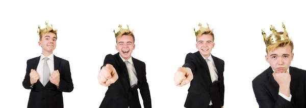 Concept van koning zakenman met kroon — Stockfoto