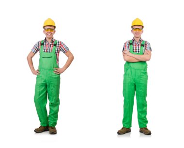 Sanayi işçisi beyaz arka planda izole edilmiş.