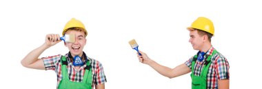 Beyaz tenli komik bir ressam.