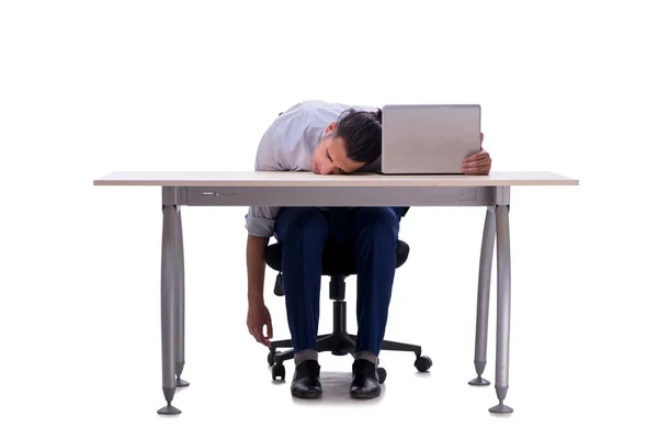 Empregado trabalhando isolado em fundo branco — Fotografia de Stock