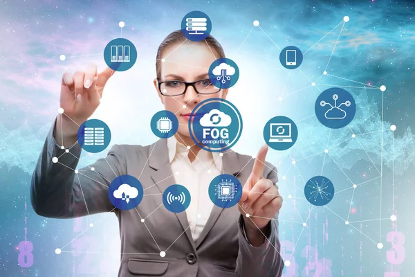 Businessman in edge and fog computing concept — ストック写真