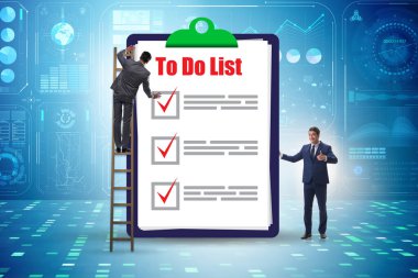 Concept of to do list with businessman clipart