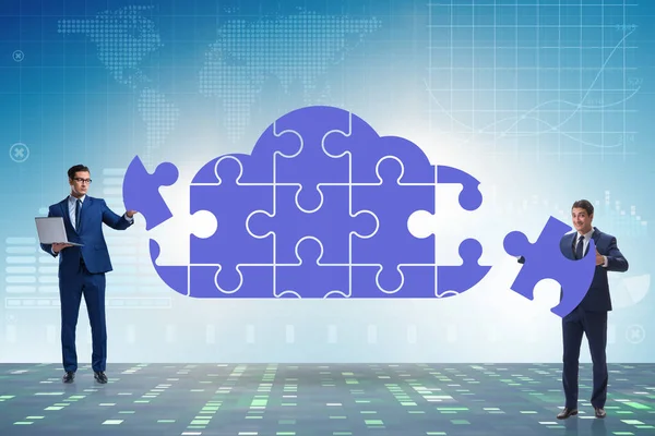 Concept of cloud computing with jigsaw puzzle