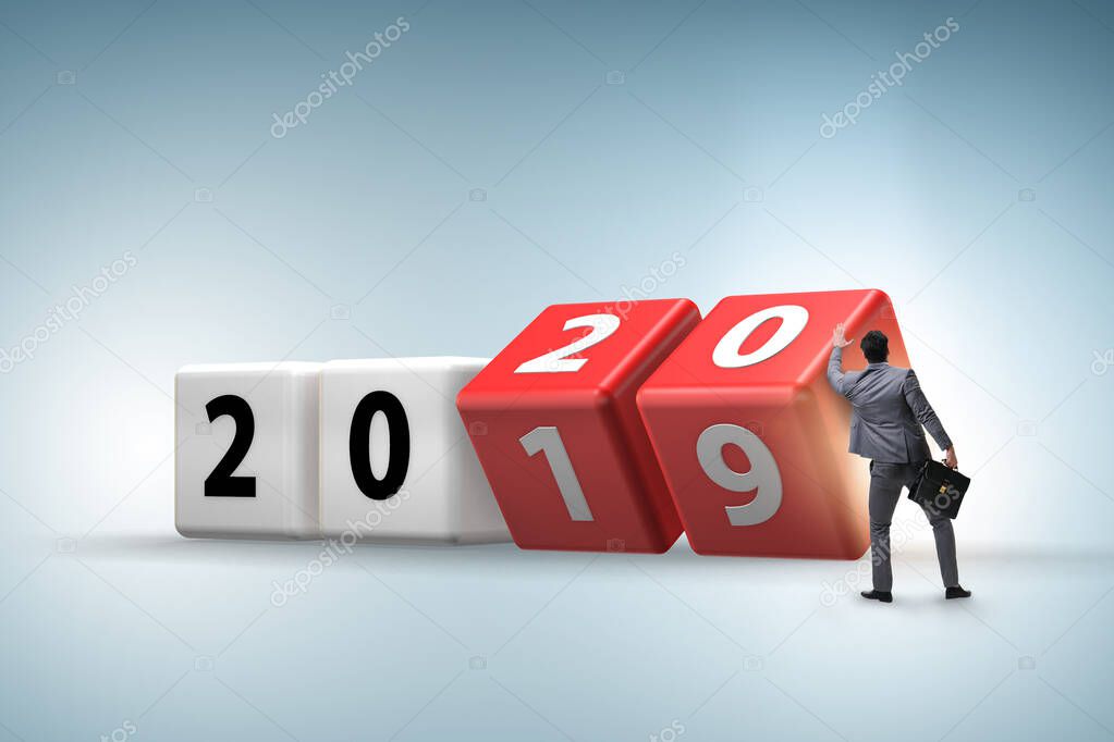 Concept of changing year from 2019 to 2020