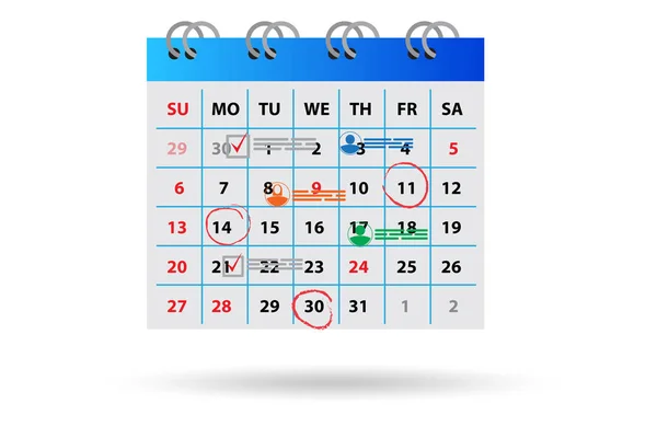 Concept de calendrier à des fins de planification - rendu 3d — Photo