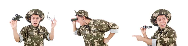 Askeri konseptte komik asker — Stok fotoğraf