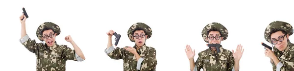 Забавні солдати ізольовані на білому — стокове фото