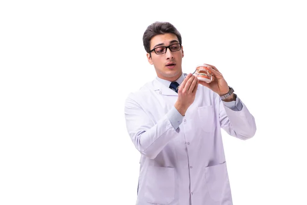 Junge männliche Arzt Stomatologe isoliert auf weiß — Stockfoto