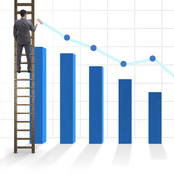 Empresario escalando hacia el crecimiento de las estadísticas — Foto de Stock