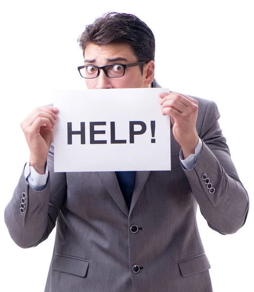 Businessman asking for help isolated on white background — Stock Photo, Image