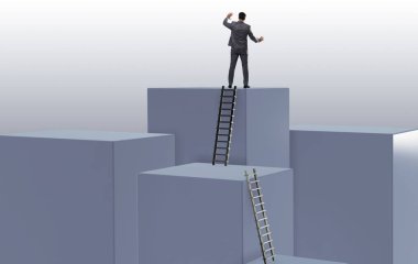 Bloklar halinde iş kavramı meydan tırmanma işadamı