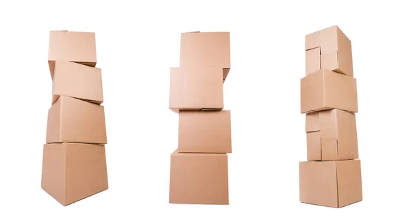 Set di scatole isolate su bianco — Foto Stock