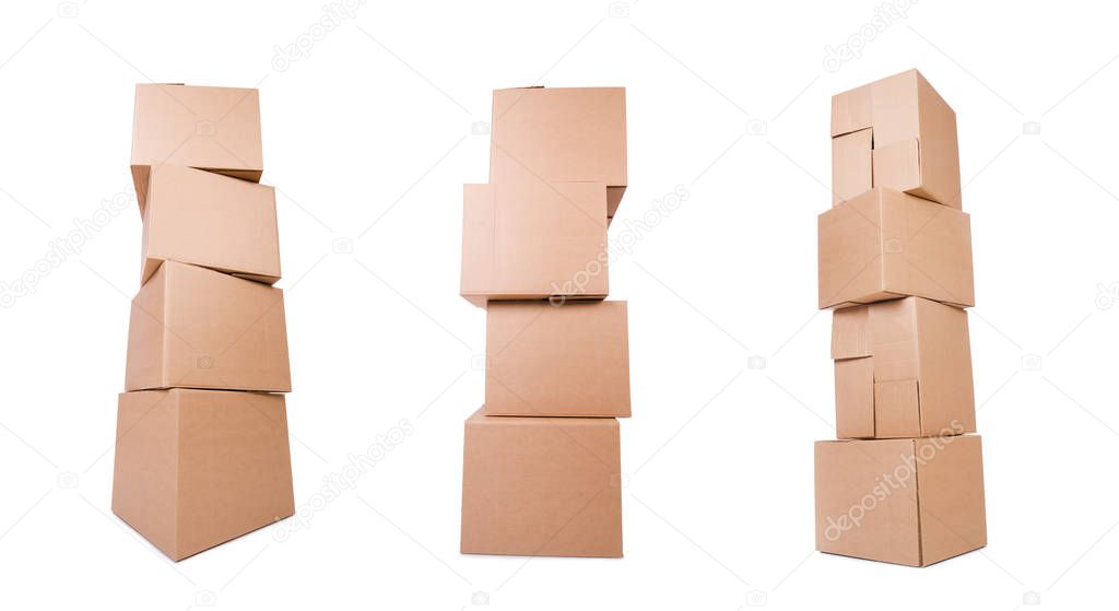 Set of boxes isolated on white