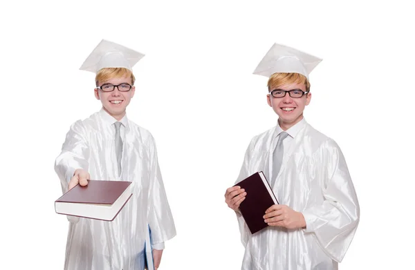 Junge Studentin isoliert auf der weißen Seite — Stockfoto