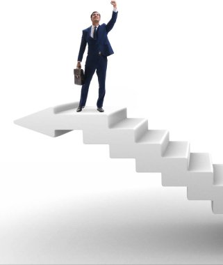 İş adamı iş dünyasında kariyer basamaklarını tırmanıyor
