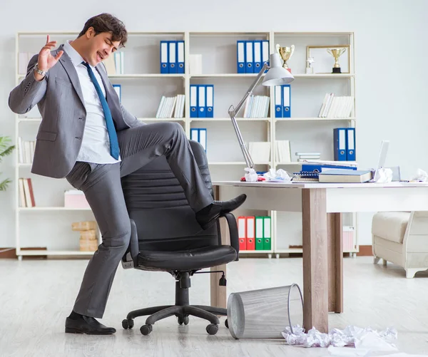 Businessman having fun taking a break in the office at work — Stock Photo, Image