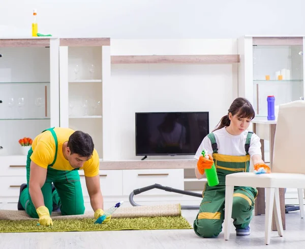 Cleaning professional contractors working at house — Stock Photo, Image