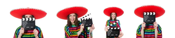 Досить мексиканська дівчина в яскравому пухо ізольовані на білому — стокове фото
