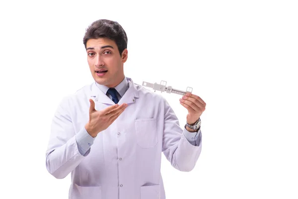 Młody lekarz okulista izolowany na białym — Zdjęcie stockowe