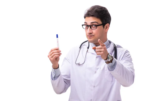 Jovem médico ginecologista masculino isolado em branco — Fotografia de Stock