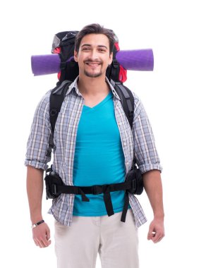 Büyük sırt çantalı sırt çantası beyaz üzerinde izole