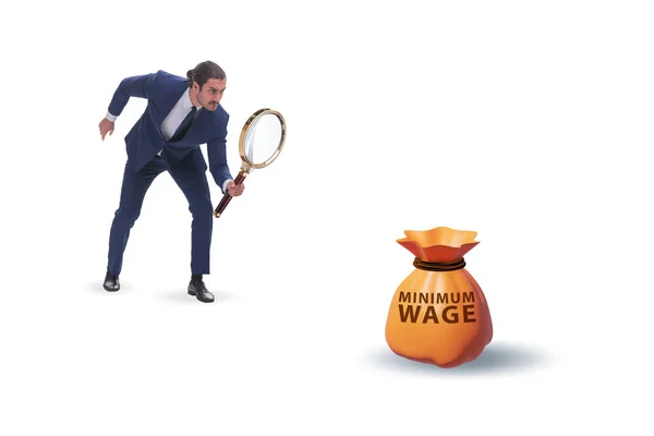 Concept of minimum wage with businessman — Stock Photo, Image