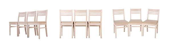 Rij van stoelen geïsoleerd op de witte — Stockfoto