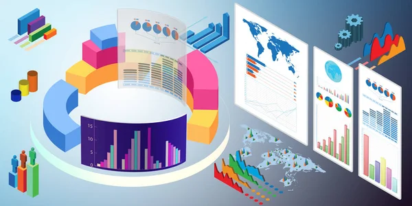 Varie visualizzazioni in ambiente di trading - rendering 3d — Foto Stock