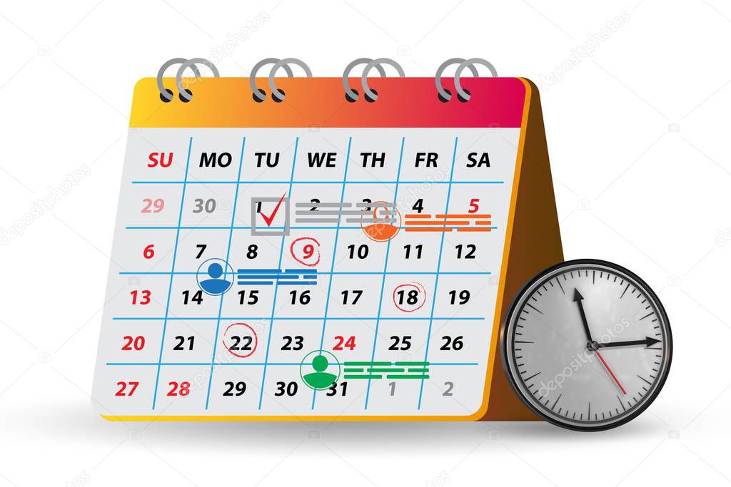 Calendar concept for planning purposes - 3d rendering