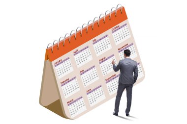 Business calendar concept with businessman clipart
