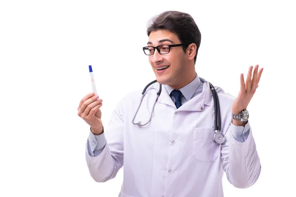 Fiatal férfi orvos nőgyógyász izolált fehér — Stock Fotó