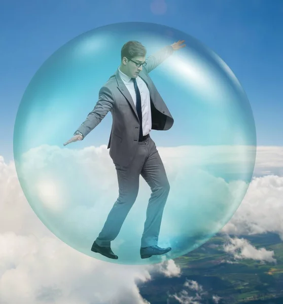 在泡沫中飞行的商人 — 图库照片
