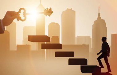 Başarı illüstrasyonunun anahtarıyla kavram