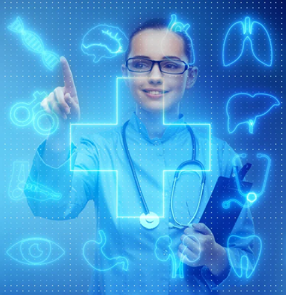 Woman doctor in telemedicine futuristic concept — Stock Photo, Image