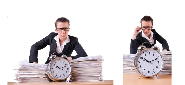 Woman businesswoman under stress missing her deadlines — Stock Photo, Image