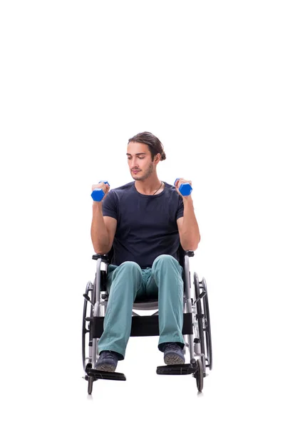 年轻的残疾人单独进行体育锻炼 — 图库照片