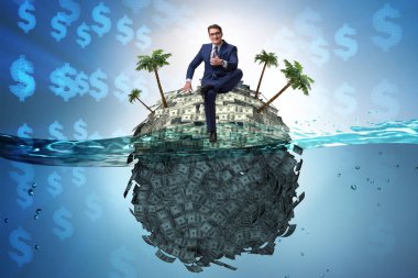 İş adamıyla offshore hesapları kavramı
