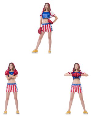 Genç bayan boksör, beyaz tenli.