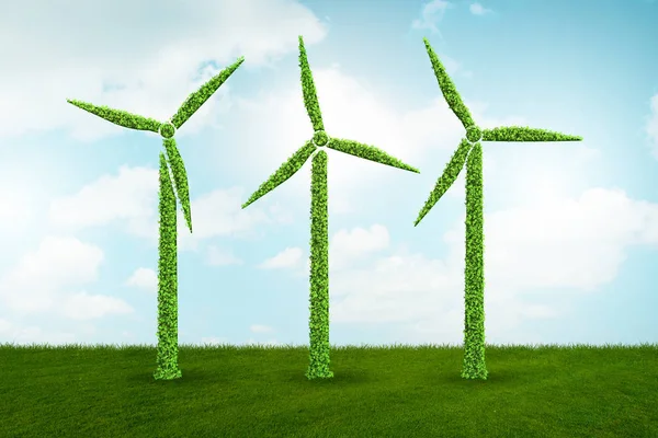 Windmills in ecological power generation and production concept - 3d rendering — Stock Photo, Image