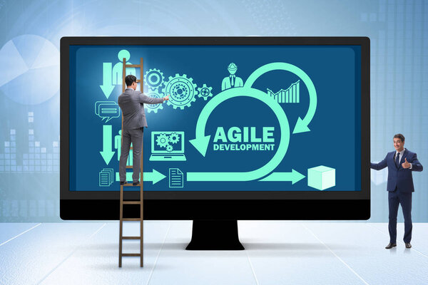 Бизнесмен в гибких методов концепции
